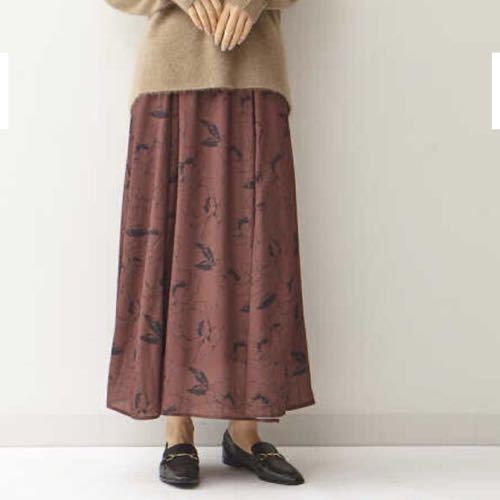 新品タグ 未着 OUTERSUNSET アウターサンセット flower print long skirt サイズS ブラウン 定価、16.000+税