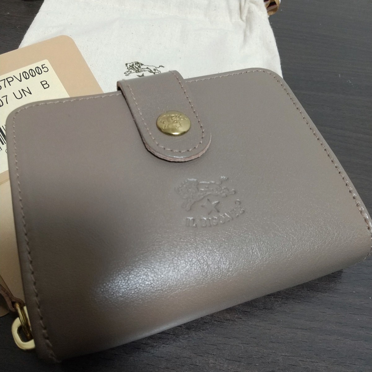 新品 イルビゾンテ 本革 レザー ラウンド ウォレット 財布 グレー