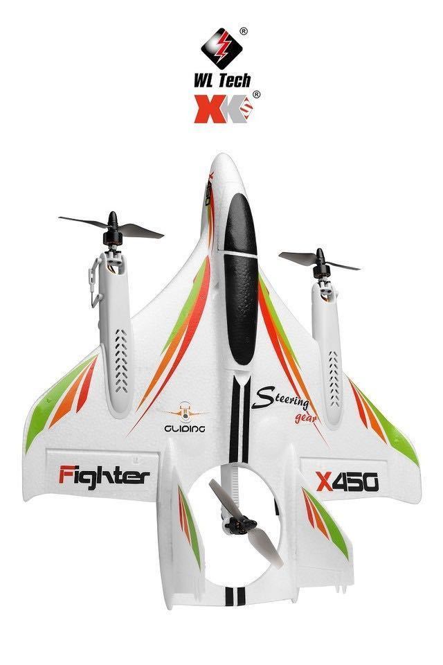 ★バッテリー2本 XK X450 3D/6G ラジコン プレーン rc飛行機 VTOL ブラシレスモーター 固定翼垂直 ドローン 2.4G 6CH モード2送信機 即飛行