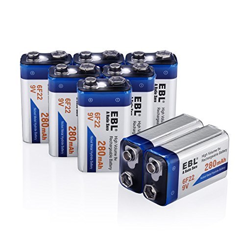 EBL 9V型充電式ニッケル水素電池 2個入り 280mAh 006P型 6ｐ形充電池 角型乾電池_画像7