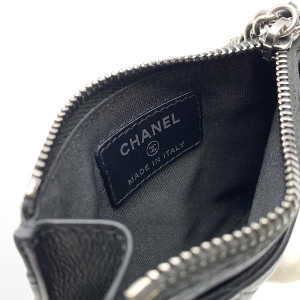 CHANEL ココマーク フリンジ コインケース 小銭入れ ラムスキン 黒 ブラック 財布 ファスナー レディース レザー 管理RY22000136_画像5