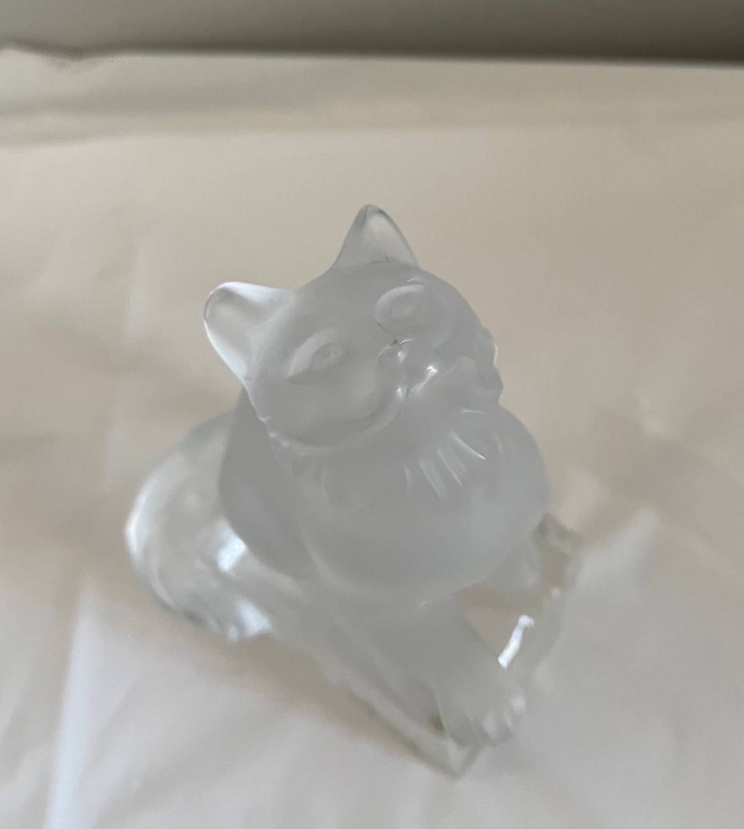 □1円~□美品 □Lalique ラリック クリスタル ガラス 猫 フィギュ