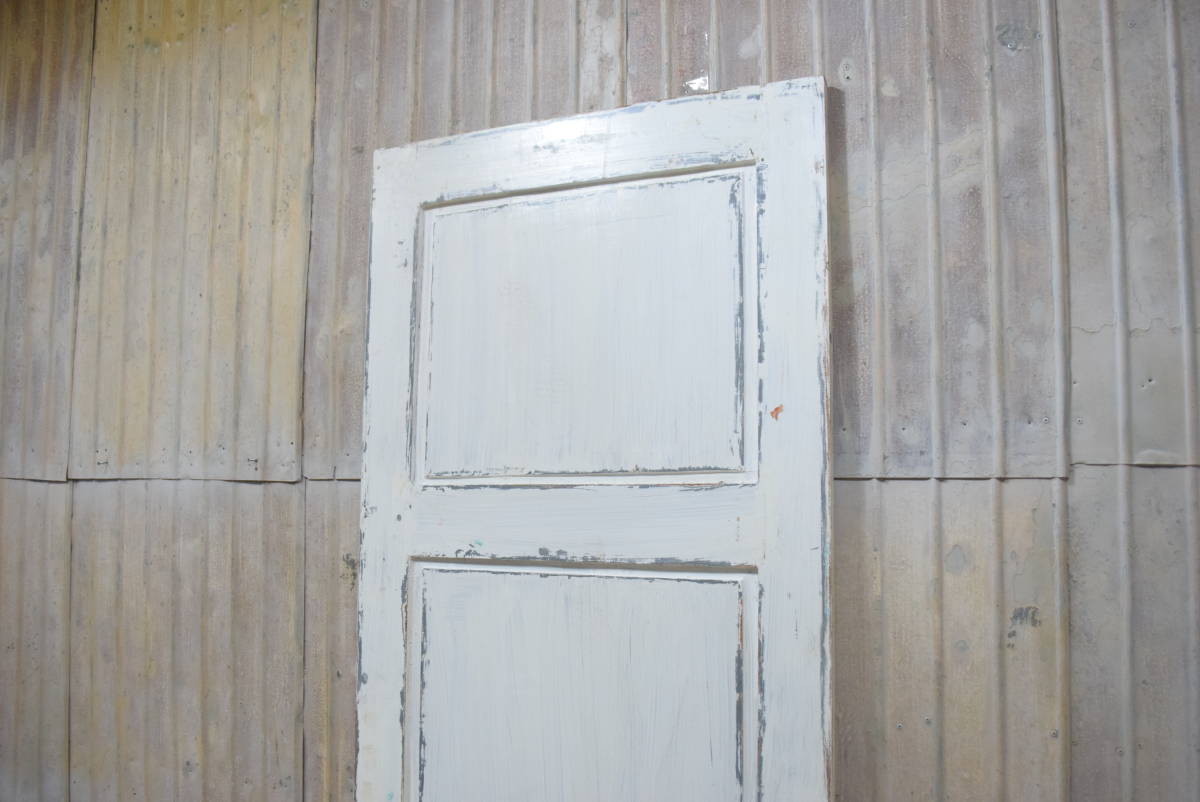 T114〓W79×H195 片開きドア ドアノブ外し穴修復済 アンティークのドア 白ペイント 店舗リノベーション 扉 古い洋館の木製建具 ftgの画像9