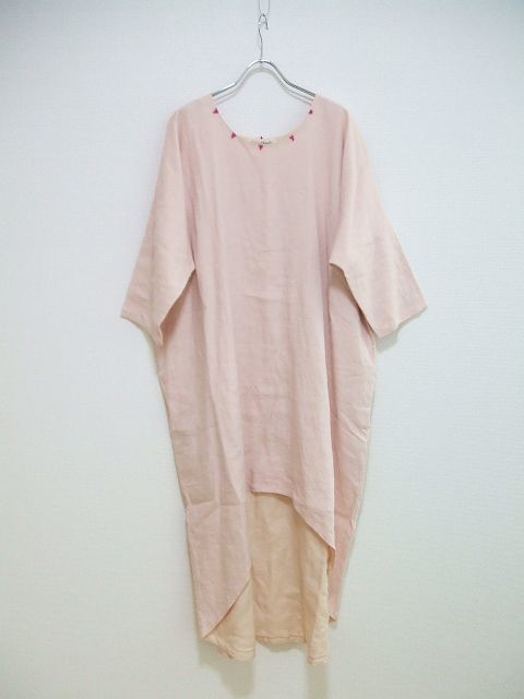 2-0124M▲ Omas Hande 1stコレクション リネンワンピース ワンピース ピンク パープル オーマスヘンデ 186223_画像1