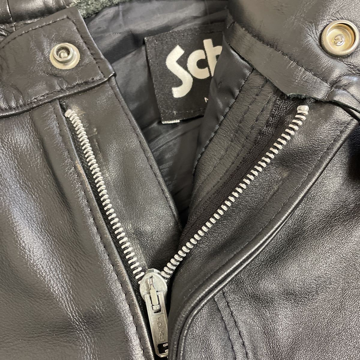 即決☆schott ショット 600 32 ウエスト約82cm レザー パンツ ブラック