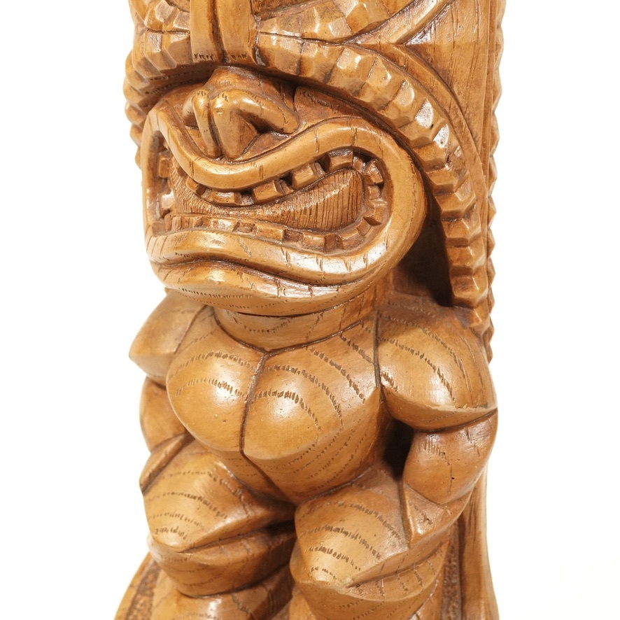 ビンテージ ハワイ 陶器製ティキ像 幅9㎝ 奥行き5.5㎝ 高さ31㎝ トーテムポール 愛と平和の神様「LOMO」 エステートセール IFSの画像6