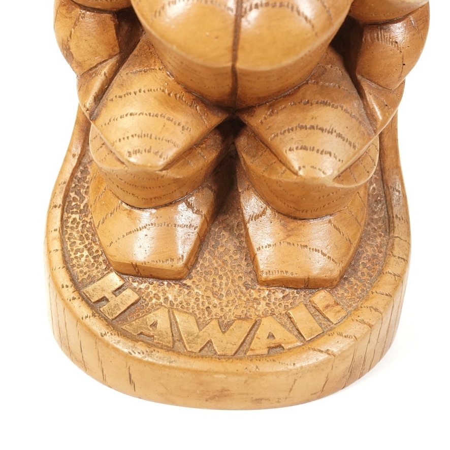 ビンテージ ハワイ 陶器製ティキ像 幅9㎝ 奥行き5.5㎝ 高さ31㎝ トーテムポール 愛と平和の神様「LOMO」 エステートセール IFSの画像8