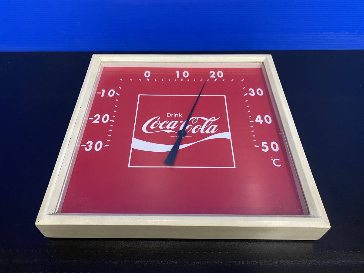 ■■ 昭和レトロ コカコーラ 木製壁掛け温度計 中古ジャンクにて CocaCola ビンテージ _木枠にガラスです。