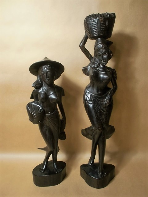 44％割引最新入荷 縞黒檀の女性像 東南アジア インドネシア バリ島 彫刻 置物 インテリア小物-WULFYDIVING.RE