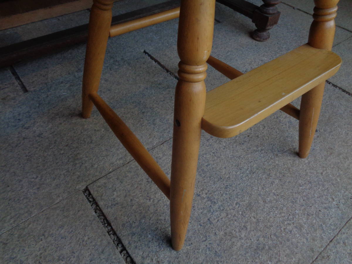 【木製の子供ダイニングチェア】ウッドチェア椅子テーブルソファベンチチャイルドシート古道具スツールアンティークインテリア_画像4