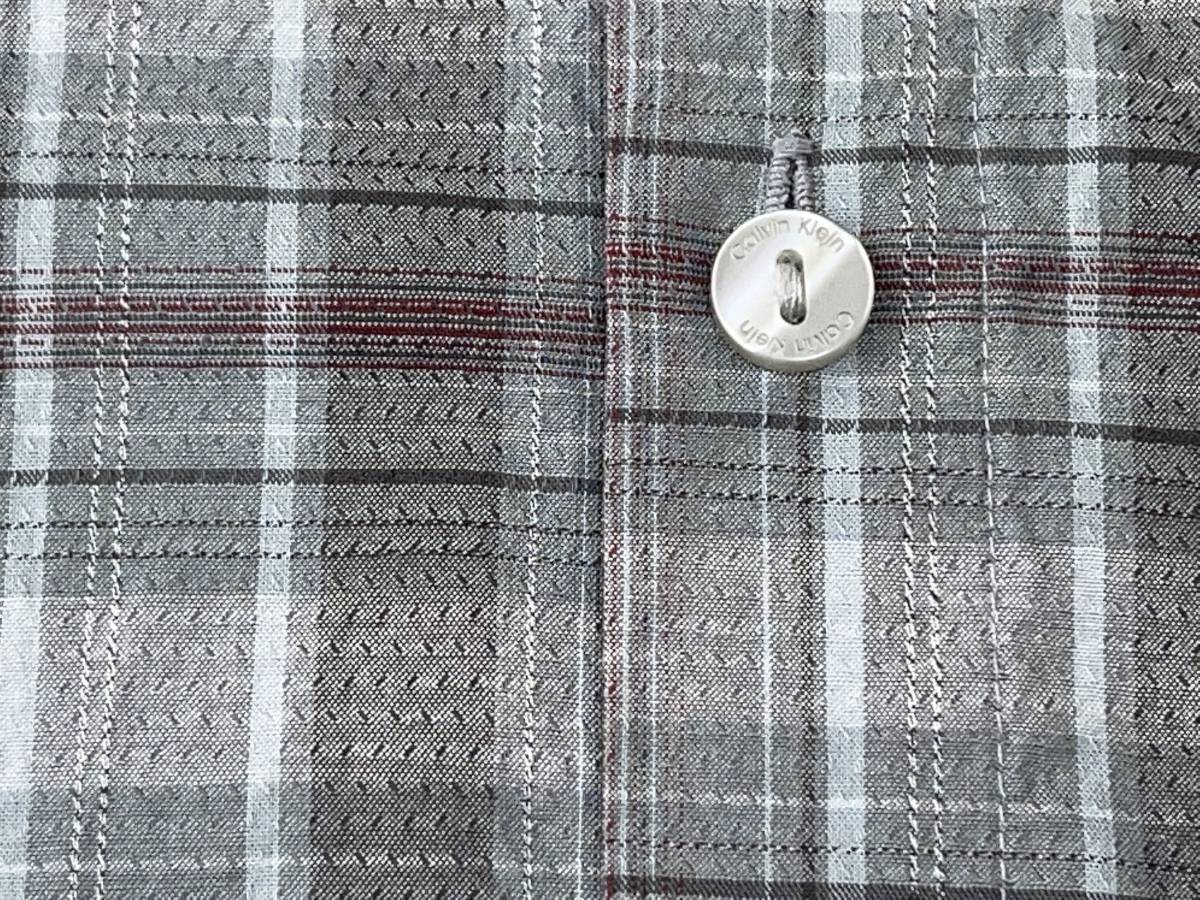 * free shipping * ck Calvin Kleinsi-ke- Calvin Klein USA direct import old clothes long sleeve check shirt men's XL Great ps used prompt decision 