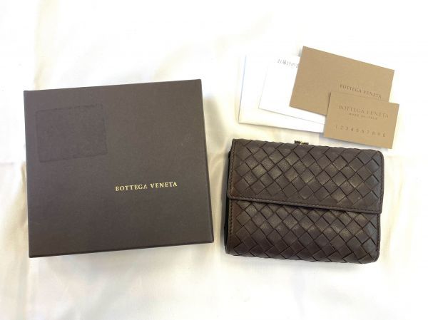 ★人気★BOTTEGA VENETA ボッテガヴェネタ 二つ折り 財布 正規品 がま口 ブラウン 茶 箱付き ウォレット　YSJI1215-76_画像1