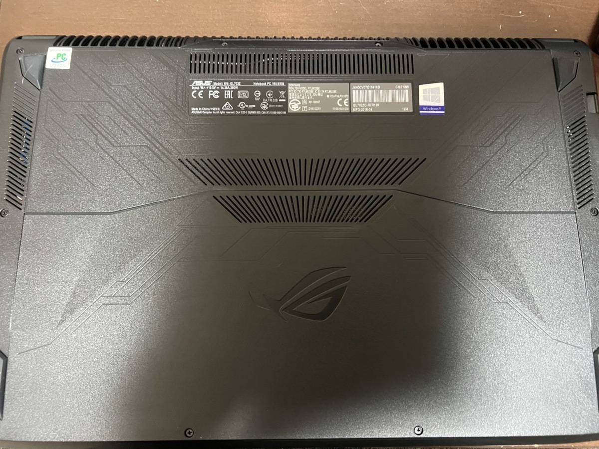 ASUS GL702ZC-R7 ゲーミングノートPC Win10/RX580/17.3型FHD/Ryzen7 1700(8コア16スレ)/16GB/M.2 256GB SSD/HDD1TB/Microsoft office2019_画像5