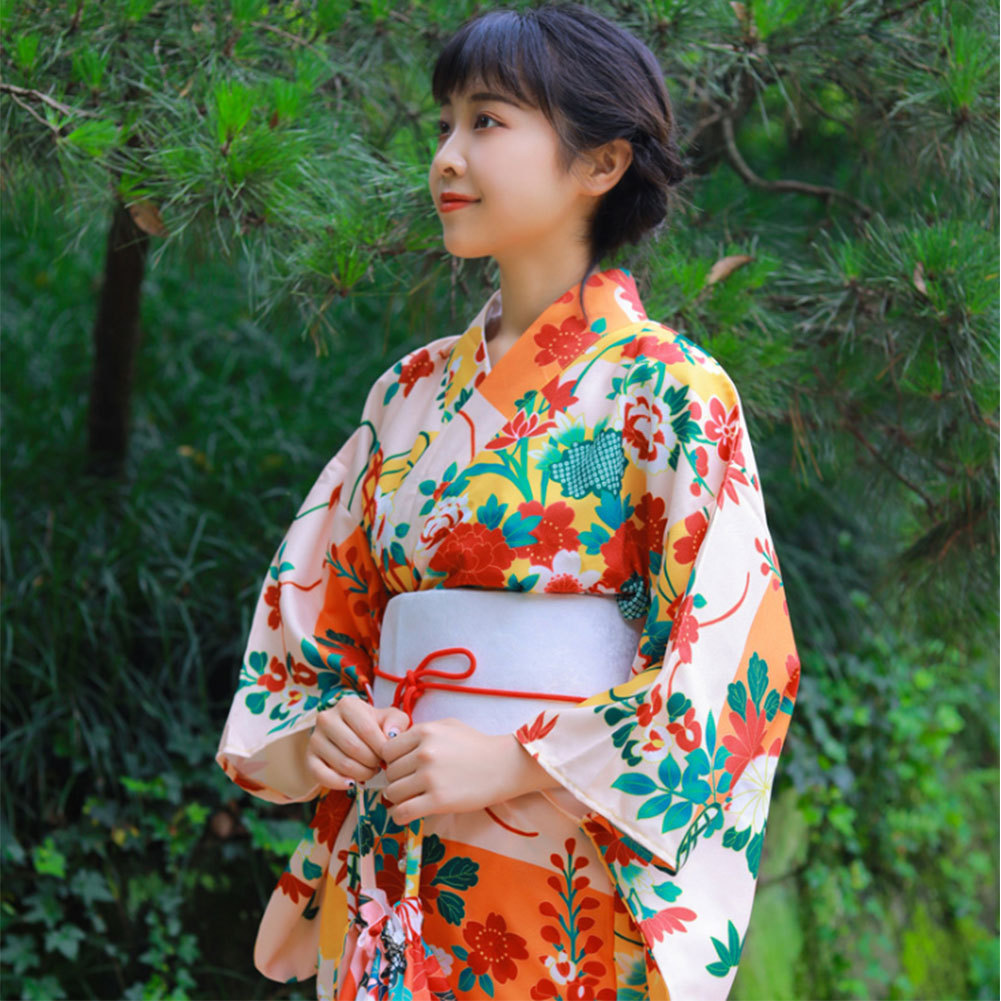  lady's yukata kimono brand new ...9 point set yukata * obi sash musubi * geta * yukata underwear * handbag * head flower * socks change woven flower fire convention festival 