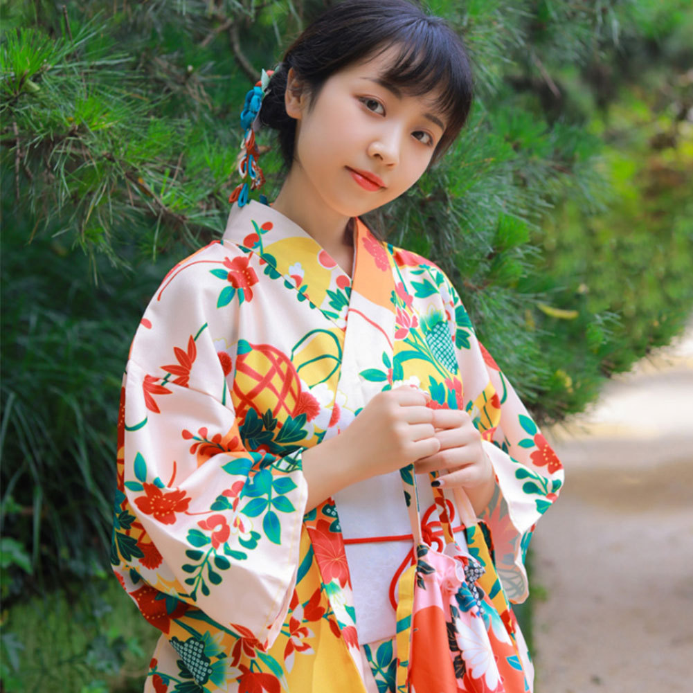  lady's yukata kimono brand new ...9 point set yukata * obi sash musubi * geta * yukata underwear * handbag * head flower * socks change woven flower fire convention festival 