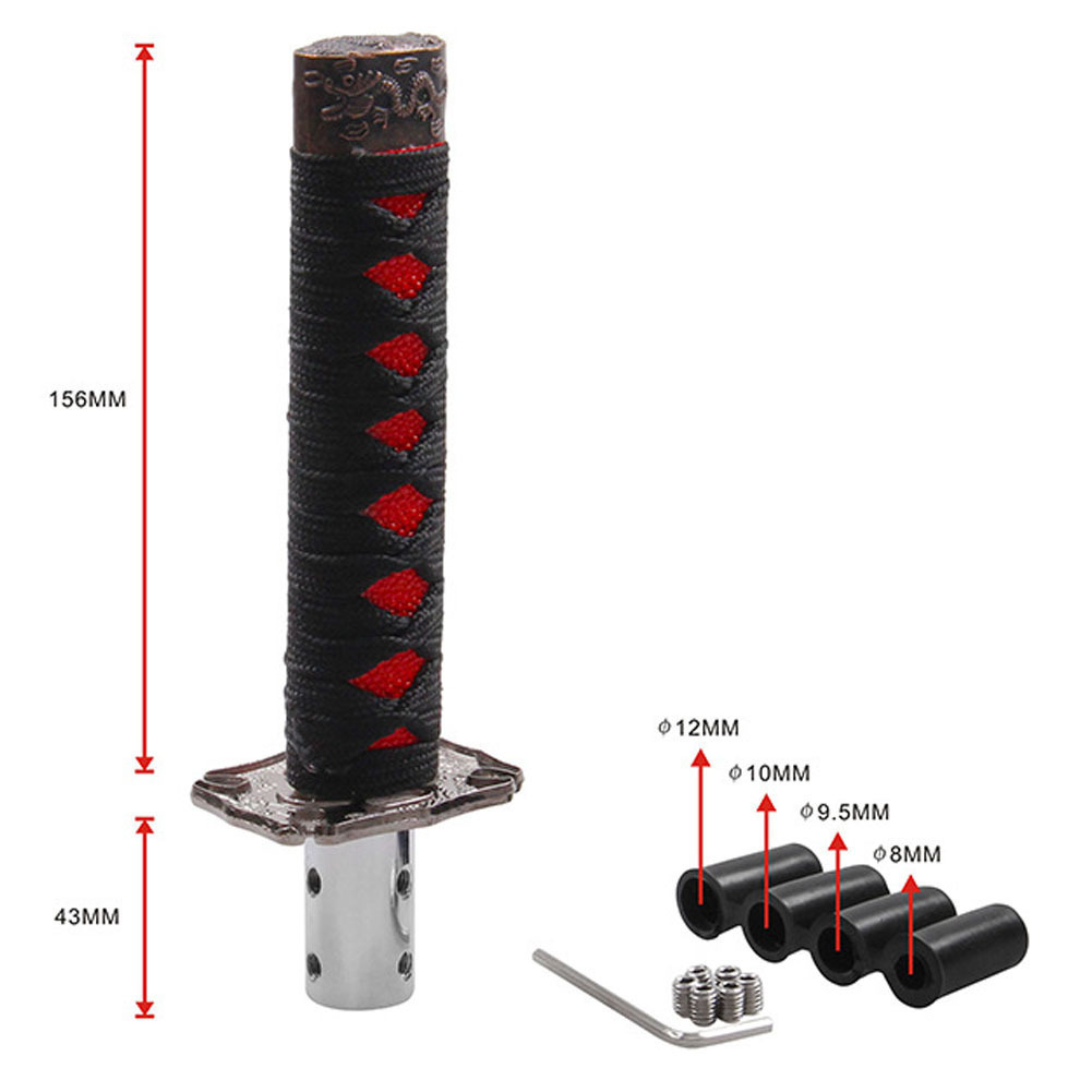 【シフトノブに取付】刀シフトノブ 日本刀 和風 ギア シフト レバー 延長 車 合金と木製ロングタイプ 　アダプタ付き_画像4
