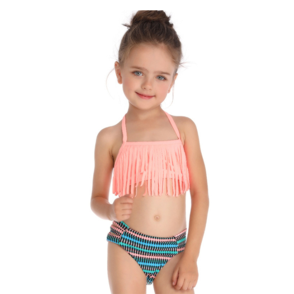  Kids купальный костюм body type покрытие ребенок девочка baby путешествие горячие источники морская вода .2 позиций комплект бикини бахрома 