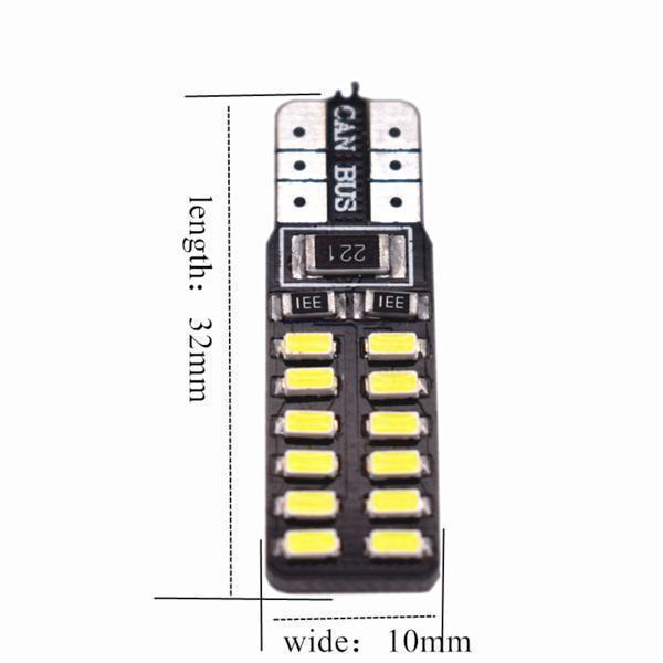 12V専用T10/T16 CANBUSキャンセラー内蔵LED 2835SMD 24連 ポジション ナンバー灯 ホワイト 6500K 2本セット_画像4