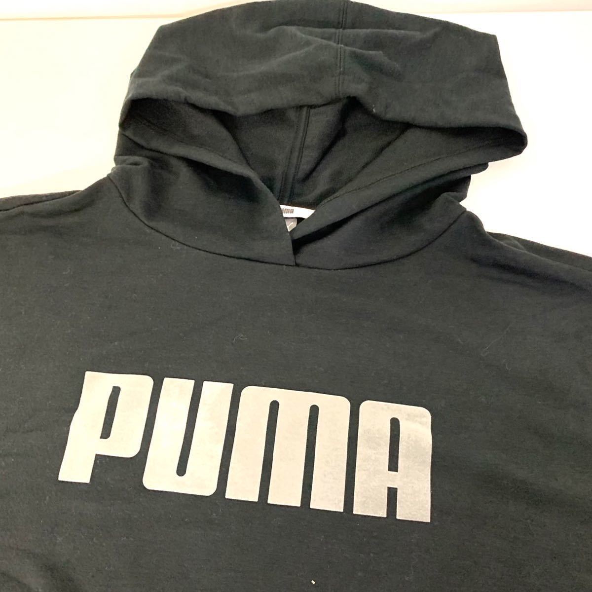 新品■PUMA プーマ レディース ロゴ パーカー L ブラック シンプル_画像3