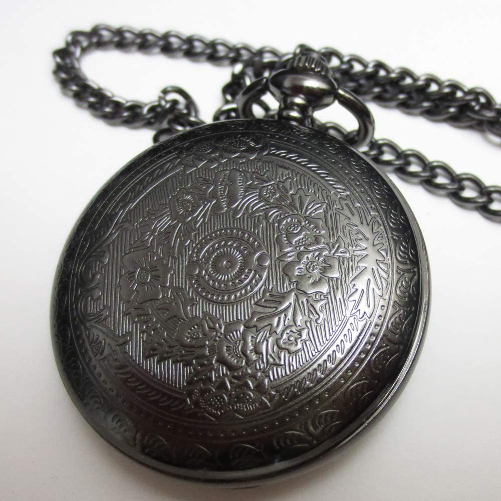 5 point set antique pocket watch black necklace pendant accessory black 