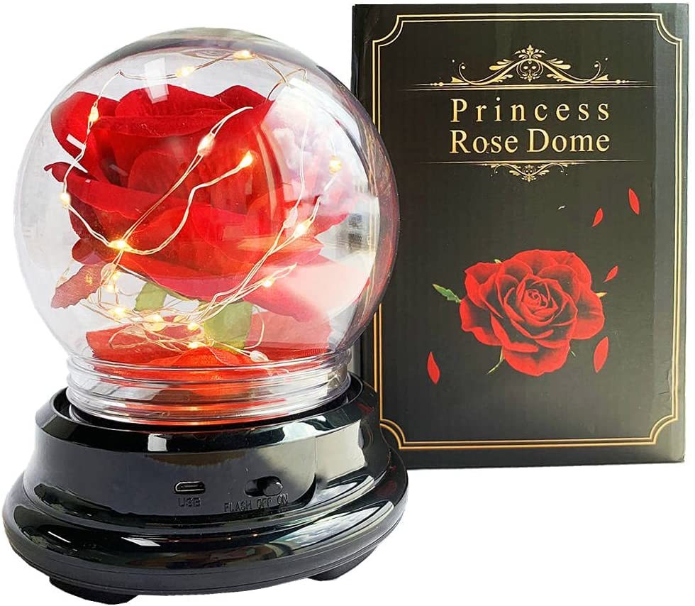 枯れない 薔薇 LEDライト ガラスドーム 電池式 プレゼント 間接照明 インテリア 置物 癒し オブジェ ギフト ゴールドローズ 球体_画像7