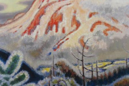小山敬三、「紅浅間有明月」、希少な大判画集より、新品高級額 小山敬三、「紅浅間有明月」、希少な大判画集より、新品高級額