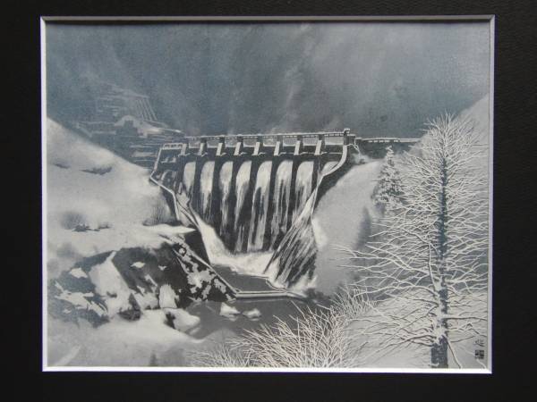. mountain moreover, structure,[ snow. dam ], rare large size book of paintings in print .., new goods high class amount, mat frame attaching, free shipping, day person himself painter 