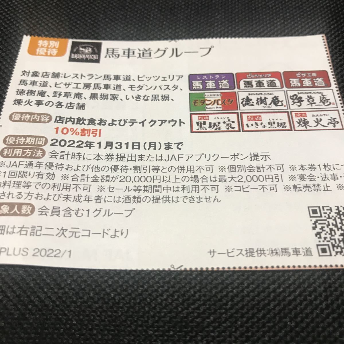 JAF 1月31日 送料63円 クーポン 割引券 ポイント消化 優待券 ジャフ 馬車道グループ_画像1