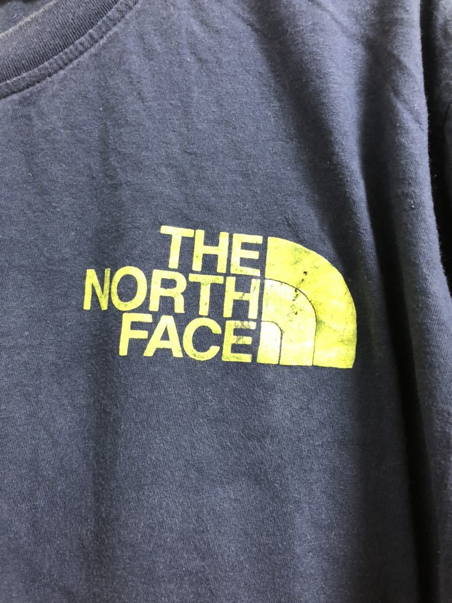 THE NORTH FACE 長袖Tシャツ ロンT 茶タグ　ネオンカラー　ネイビー_画像2