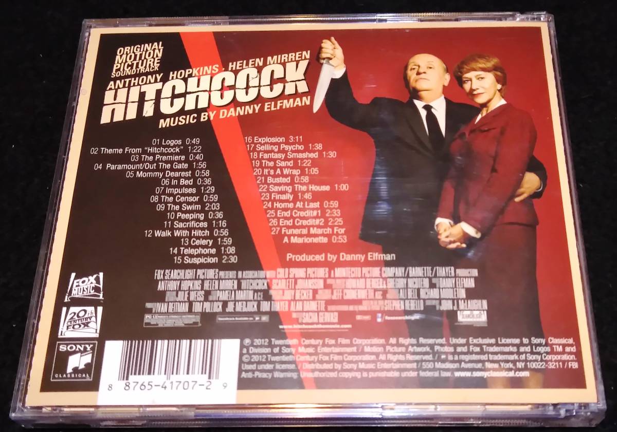 ヒッチコック　サントラCD★ダニー・エルフマン　Hitchcock　Danny Elfman　アンソニーホプキンス　ヘレン・ミレン_画像3