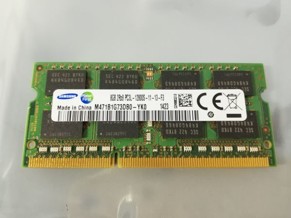 【動作確認済み】SAMSUNG ノートPC用 メモリー DDR3L-1600 PC3L-12800S 8GB×1枚 合計8GB 動作確認済 1週間保証 M471B1G73DB0-YK0【1423】