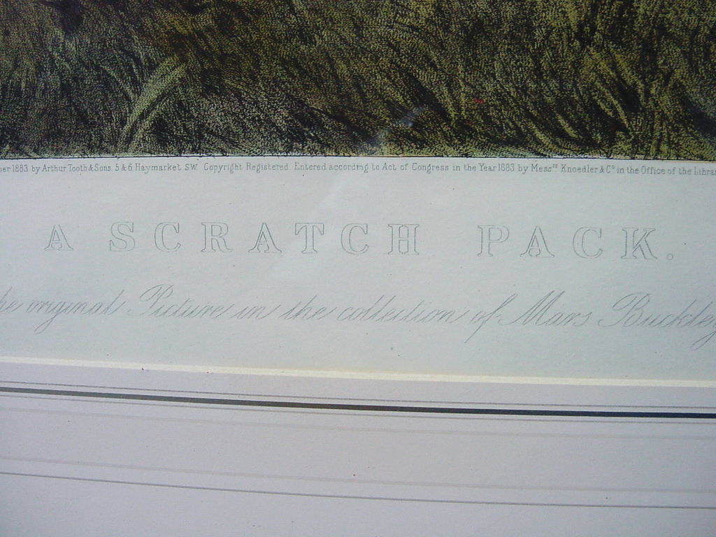 「チャールズ・バートン・バーバー原画の銅版画『A Scratch Pack』1883 額装」Charles Burton Barber 80×104cmの大額です！_画像6
