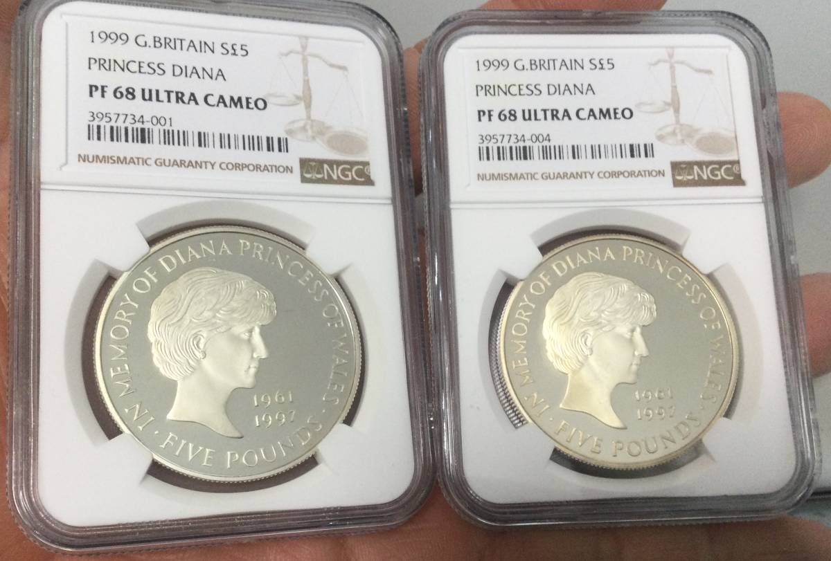 1999年 イギリス ダイアナ妃 追悼 5ポンド 銀貨 PF68 ダイアナ 人気買