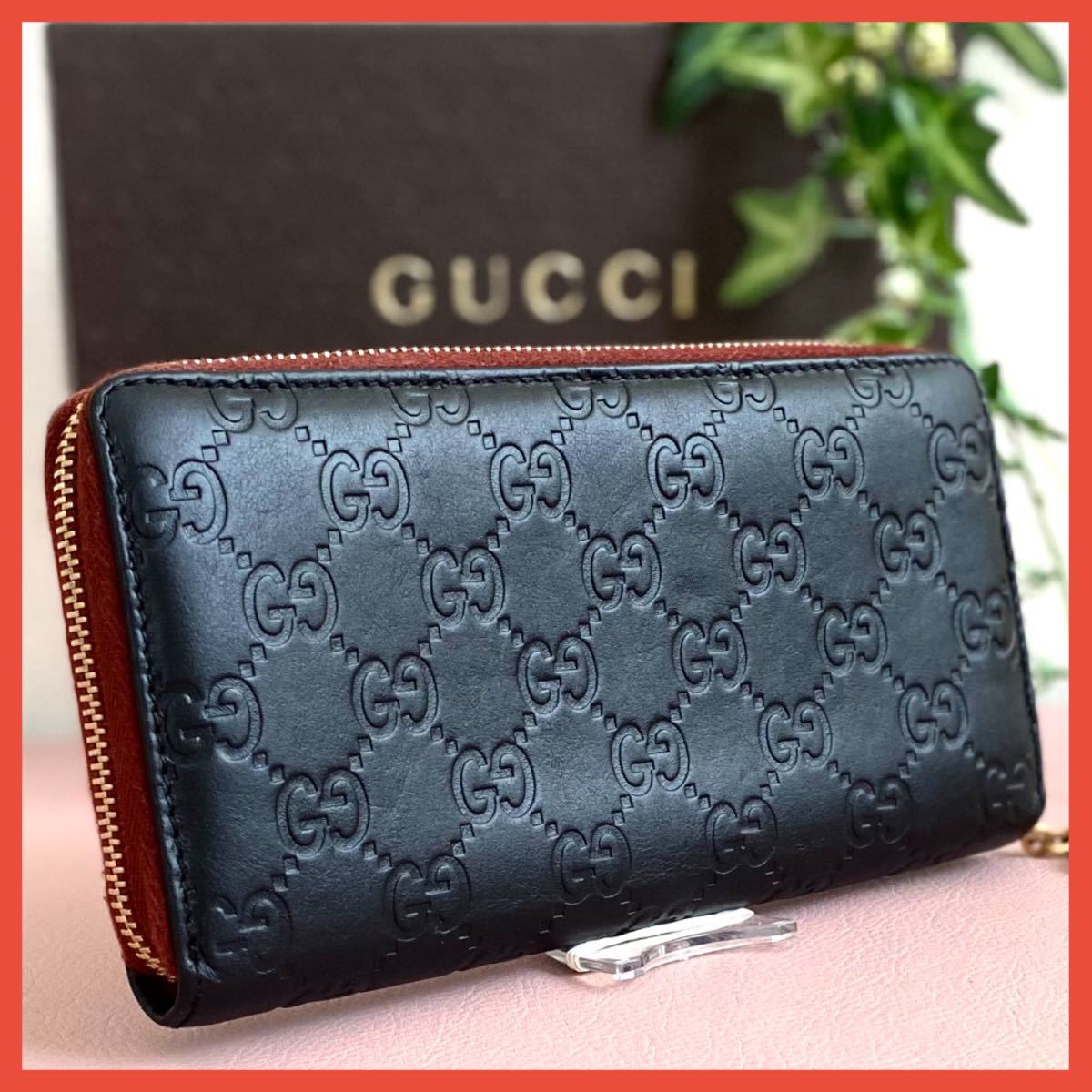 本物保証】 大人気 美品 GUCCI シマ ラウンドファスナー ジッピー