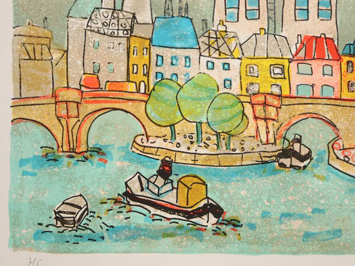 新製品情報も満載 リトグラフ「ポンヌフ」画46.5×33.5cm ポール・アイズピリ 真作保証 起業記念限定版 5463 パリの街並みを鮮やかに描く  セーヌ川に架かる橋 - 石版画、リトグラフ - labelians.fr