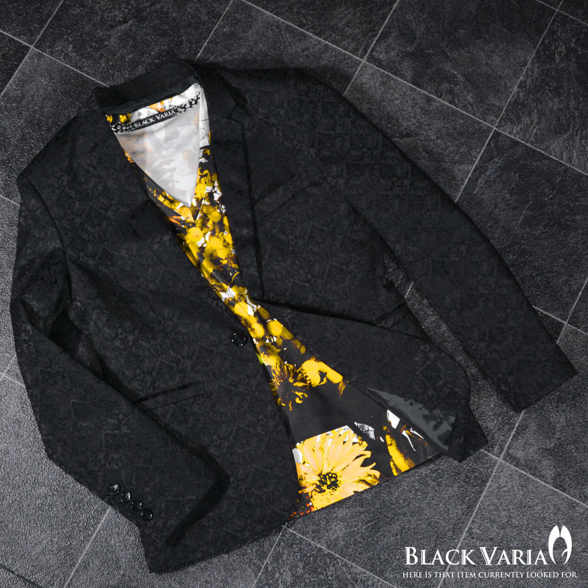 9#bv02-ye BLACK VARIA プレミアム ボタニカル 黒十字 Vネック半袖Tシャツ メンズ(イエロー黄) L 日本製 吸水速乾＆2wayストレッチ_画像5