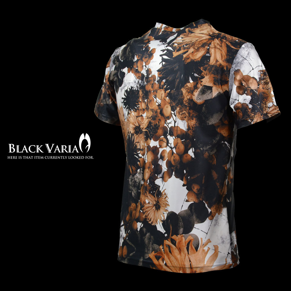 9#bv02-br BLACK VARIA プレミアム ボタニカル 黒十字 Vネック半袖Tシャツ メンズ(ブラック黒) L 日本製 吸水速乾＆2wayストレッチ_画像6
