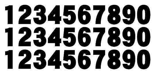 数字（ナンバー）カッティングステッカー縦３０mm超極太ゴシック体（30個）＠全18色変更可_画像1