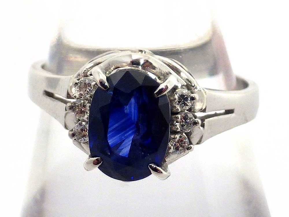 半額SALE★ 12号　Jewelry 5.2g Pt900 ダイヤモンドリング 【値下げ！】サファイア Sapphire1.78ct GRJソーティング付 Ring Dia0.08ct サファイア