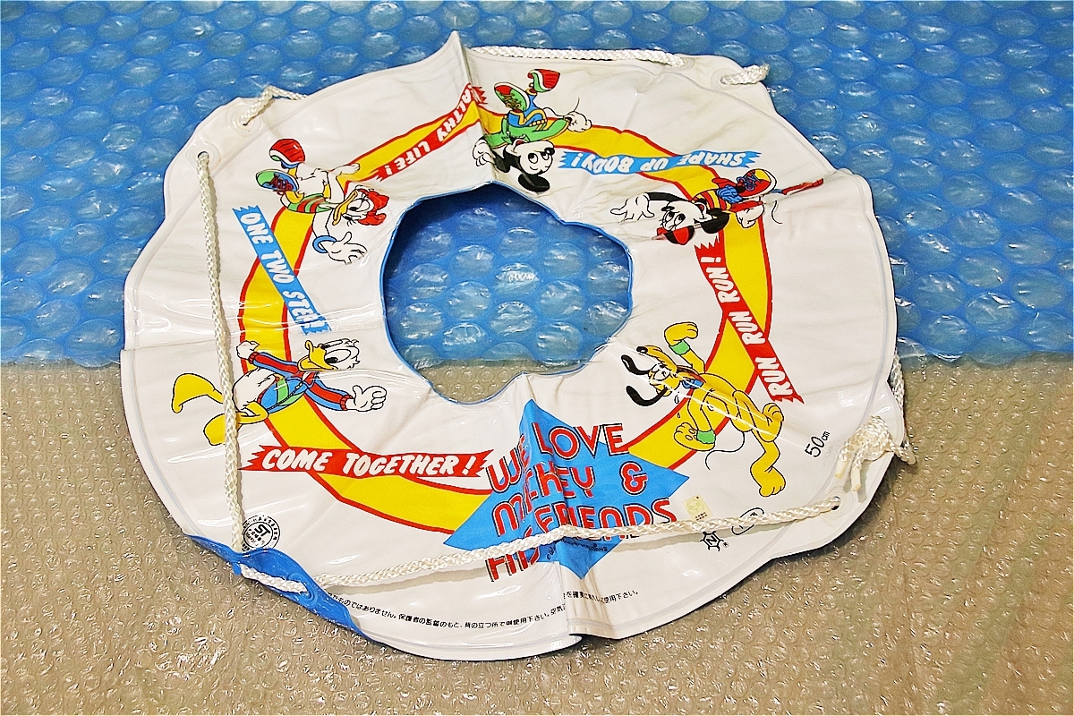  средний . завод Disney Mickey прозрачный надувной круг один человек для 50cm подлинная вещь новый товар не использовался античный retro Showa Retro коллекция .