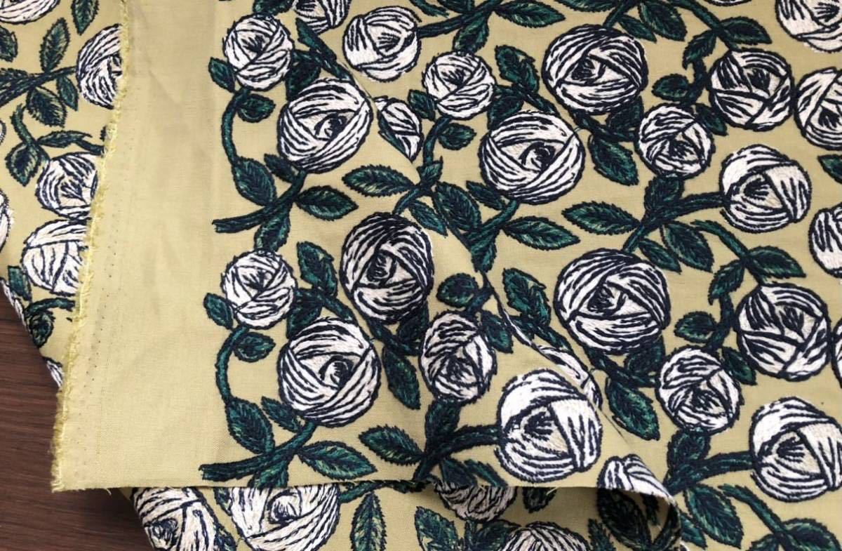 ∞ mina perhonen ∞ rosy ロージー カーキ khaki 刺繍 生地 はぎれ