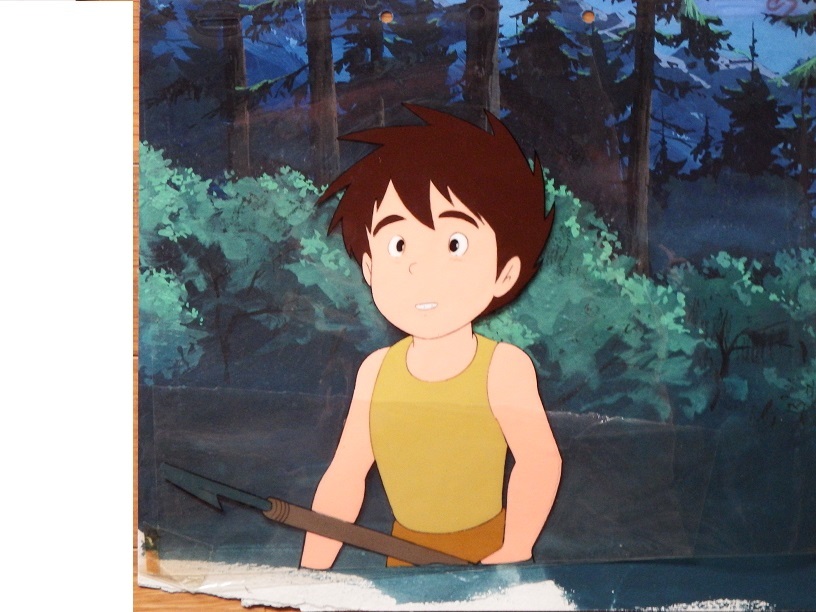 宮崎駿監督アニメ「未来少年コナン 銛を持つコナン」②◇手描き背景