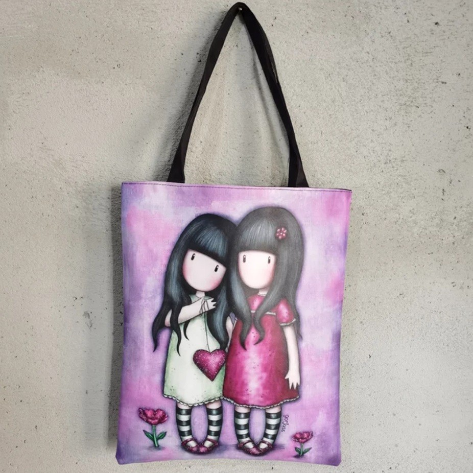 トートバッグ エコバッグ レディース bag バッグ アート デザイナー 女の子 人形 キャンバス 収納 持ち運び 防水 かわいい