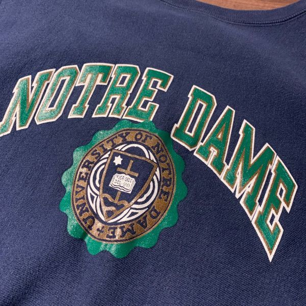 90s USA製 チャンピオン Champion Reverse Weave NOTREDAME UNIVERSITY スウェットシャツ ネイビー size XXL/6147_画像4