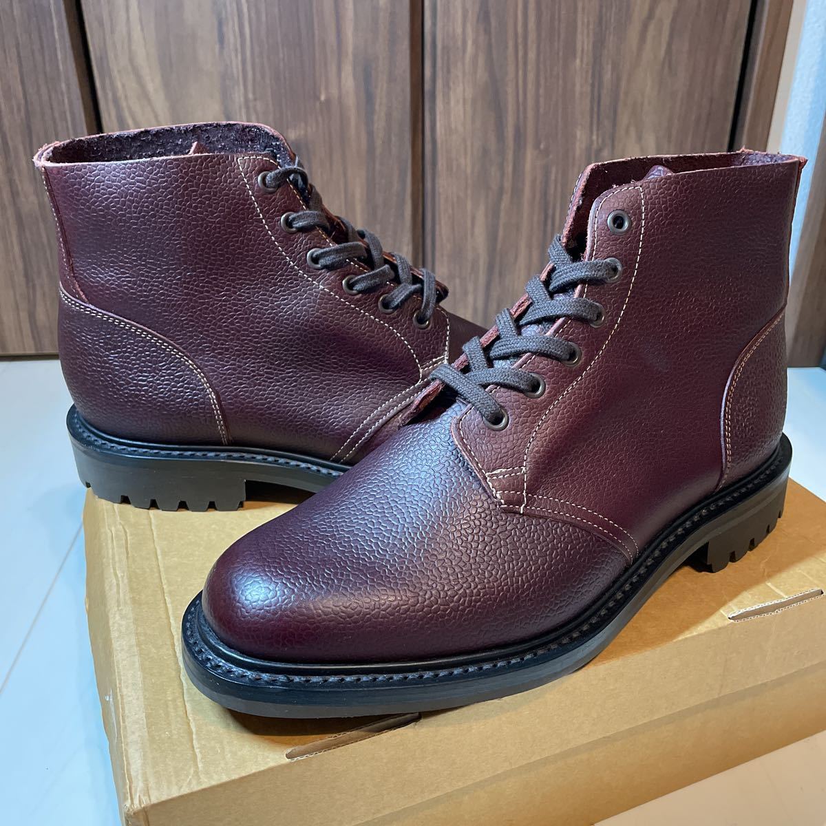 新品 UK8 GEORGE COX TIE DERBY ブラウン レザーシューズ ブーツ