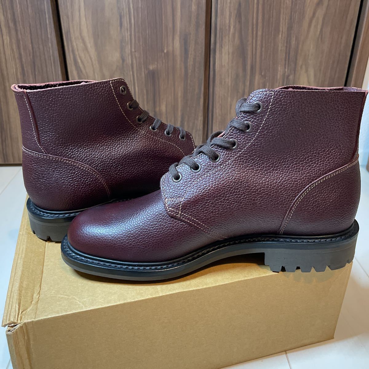 新品 UK8 GEORGE COX TIE DERBY ブラウン レザーシューズ ブーツ