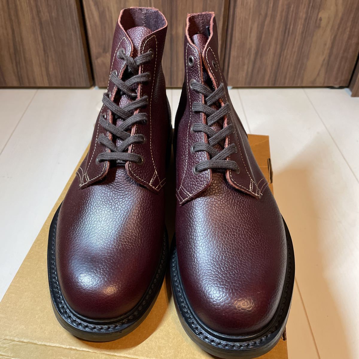 新品 UK8 GEORGE COX TIE DERBY ブラウン レザーシューズ ブーツ