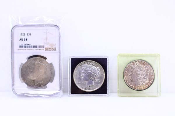 ○1ドルコイン 3枚セット ＄1×3 硬貨 銀貨 1896年.1964年.1922年