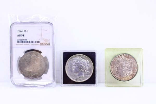 ○1ドルコイン 3枚セット $1×3 硬貨 銀貨 1896年.1964年.1922年
