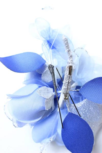 新品 コサージュ 青銀 髪飾り 結婚式 卒業式 入学式 ラブリークィーン 日本製 百貨店品_画像3